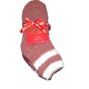 Bright Star Women's Striped Socks - Maroon and White - NWT Holiday Socks